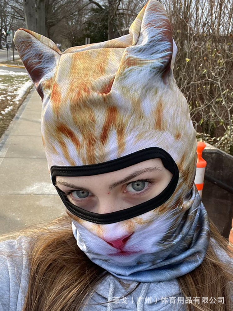 3D Animal Pattern Facekini Sun Protection Mask Outdoor Funny Water Hat Full Face Digital Printing Headgear - Image 4